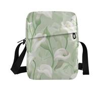 KLL Calla Lily Fiore Colori Pastello Verde Menta Messenger Bag per gli uomini Vegan Leather over the shoulder bags for men Casual Shoulder Bags