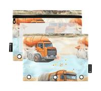 KLL Camion di costruzione del fumetto betoniera camion volare polvere matita borse cartelle 3 anelli per 3 anelli raccoglitore caso con cerniera per contenitore di stoccaggio scuola