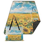 KLL Campo di girasole sotto la luce solare luminosa impermeabile coperta esterna per erba resistente all'acqua spiaggia giardino tappetino per coppie di terra regalo colcha para picnic