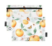 KLL Carino albicocca frutta argento dolce raccoglitore sacchetti di plastica per tre anelli raccoglitore tasche con cerniera per scuola Ofhce forniture