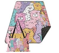 KLL Carino alpaca carino Doodle Art impermeabile picnic cestino Set Packable Picnic Camping coperta Packable per Erba Coppie Regalo mat para picnic