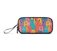 KLL Carino alpaca carino Doodle Art Nylon Matita Bag College Grande Capacità Zip Pencil Case Borsa di Cancelleria per High School Preppy