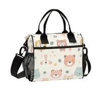 KLL Carino Animal Faces Robusto Cooler Tote con Tracolla Borse Pranzo per il Lavoro per l'Università Bolsa termica para comida Caliente
