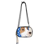 KLL Carino cartone animato cane bianco borsa a tracolla donna comfort con cinturino regolabile piccolo nero borse data