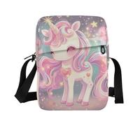 KLL Carino Cartone Animato Unicorni Colorati Scintille Stelle Messenger Bag Vegan Leather mens crossbody bag piccolo Casual Spalla Borse A Mano