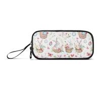 KLL Carino Cartoon Primavera Coniglietti di Pasqua Nylon Grande Cerniera Sacchetto Matita Slot Grande Capacità Slot Astuccio Cancelleria Organizzatore per Liceo Donna