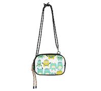KLL Carino Little Monsters Verde Giallo Piccola Borsa a Tracolla Donna Alla Moda con Tracolla Regolabile Borsa per Cellulare Walk the Dog