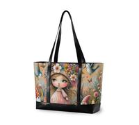 KLL Carino Ragazza Uccelli Intorno Gnomi Fiori borse tote di classe per le donne laptop con cerniera infermiera borse da lavoro Grande borsa per ufficio con bolsa para laptop mujer