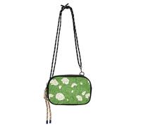 KLL Carnation Lace Grass Green Piccola borsa a tracolla da uomo alla moda con tracolla regolabile borse a tracolla da donna per escursioni e viaggi