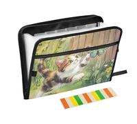 KLL Cartella portadocumenti espandibile con tasche, organizer per documenti di dimensioni legali con cerniera per infermieristica clinica, gatto delicato cortile farfalla