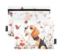 KLL Cartone animato Beagle Dogs bianco 3 fori tasca per anelli raccoglitore organizzatore con tre anelli per ufficio casa viaggio carte di stoccaggio contenitore
