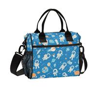 KLL Cartone animato Blu Spazio Pianeta Astronauta Borse Termiche Pranzo per le Donne con Tracolla Lunch Box per la Scuola Superiore per il Lavoro maletas para el almuerzo