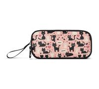 KLL Cartone animato Carino Bianco Gatti Nero Rosa Nylon Matita Borse per Ragazzi Astucci di Matita ad Alta Capacità per Teen Cancelleria Organizzatore per la