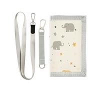 KLL Cartone animato carino elefanti e stelle pastello colore tre volte borsa per le donne pop leggero portafoglio sottile con cordino