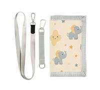 KLL Cartone animato carino elefanti e stelle tre volte titolare della carta per maschio nylon leggero sottile portafoglio per gli uomini con cordino