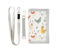 KLL Cartone animato carino galline Trifold borsa per le donne alla moda colorato portafogli per carte e contanti con cordino