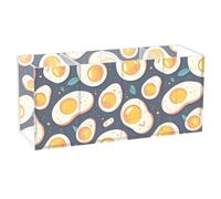KLL Cartone animato carino uova fritte bambino sfondo blu navy acrilico matite tazze per scrivania 4 scomparti porta utensili in plastica trasparente per camera da letto ufficio stoccaggio