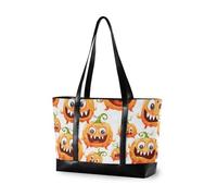 KLL Cartone animato carino zucca mostri grande capacità borsa per le donne 14 con cerniera grande tote bag grande borsa per viaggio palestra vacanza con pannolino bolso para laptop