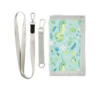 KLL Cartone animato cavalluccio marino verde chiaro triplo portafoglio sottile per uomo per regalo di compleanno minimalista portafogli colorati per carte e contanti con cordino