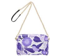 KLL Cartone animato viola mattutino gloria fiori uccelli moda crossbody piccole borse per le donne in pelle vegana casual borsa da donna impermeabile borsa crossover a tracolla