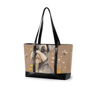 KLL Cartoon Bella Miniature Schnauzer Cani Marrone di classe borsa del computer portatile per le donne con cerniera strutturato tote Grande Borsa per palestra con bolso para laptop mujer