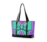 KLL Cartoon Bow Tie Verde Viola borsa moderna per il computer portatile con cerniera grandi borse da lavoro per le donne Grande Borsa per pendolari con pranzo bolso de trabajo para mujer