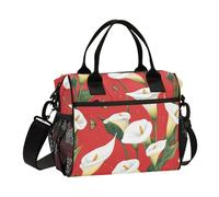 KLL Cartoon Calla Lily Fiore Rosso Regolabile Lunch Box per gli Uomini con Tracolla Grande Borse Pranzo per le Donne per All'aperto bolsas para cargar comida