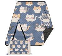 KLL Cartoon Carino Gatto Bianco Impermeabile picnic coperte pieghevoli Sabbia Libera Spiaggia Esterna Picnic per Erba Primavera Regali tapete para playa