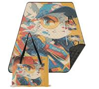 KLL Cartoon Cat Graffiti Stile Colorato Impermeabile Giorno del Lago Essenziale Morbido Al chiuso Spiaggia Picnic per 8 A 10 Adulti Coppie Regalo manta de playa extra