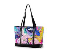 KLL Cartoon Cat Graffiti Style Colorful semplice borsa del computer portatile con cerniera lavoro tote Grande borsa per l'università con il pranzo bolsos segreto para mujeres