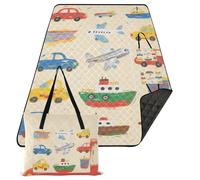 KLL Cartoon Colorful Cars Navi e Aerei Coperte da picnic impermeabili pieghevole Impermeabile Outdoor Party Camp Tappeto per le Donne 30s Regali di Primavera tapete de picnic