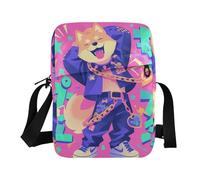 KLL Cartoon Dancing Dog Hip Pop Neon Colore Messenger bag per gli uomini Vegan Leather mens borsa a tracolla Shopping Borsa a tracolla Per Viaggio