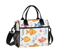 KLL Cartoon Divertente Pesce Bianco Regolabile Borse Pranzo per Gli Uomini con Tracolla Lunch Box per la Scuola Superiore per Picnic lonchera para Trabajo