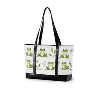 KLL Cartoon Funny Frog Bianco Robusto laptop tote borse per le donne con cerniera grande tote bag Grande borsa per yoga con pannolino bulto para laptop