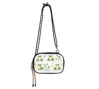 KLL Cartoon Funny Frog Borsa Laterale Bianca Crossbody Donna Comfort con Cinturino Regolabile Nylon Piccola Crossbody Borsa Del Telefono Data