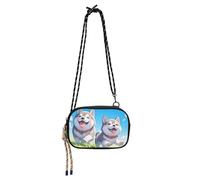 KLL Cartoon Funny Husky Dogs Cross Body Purse Donne Pratica con Tracolla Regolabile Nero Borsa Go Shopping