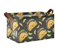 KLL Cartoon Tacoaco Nero Pieghevole Cestini con Manici Scatole di Immagazzinaggio Pieghevole per Trucco Libri Mensole Soggiorno 2 Pack caja para guardar juguetes