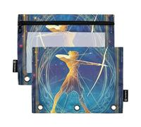 KLL Celestial Archer - Astuccio decorativo a 3 fori per raccoglitori a 3 anelli, con cerniera, per accessori di cancelleria da esame