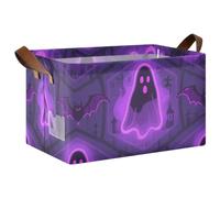 KLL Cestini portaoggetti a forma di pipistrelli e fantasmi misteriosi di Halloween, con manici, cubi, organizer per mensole, cassetti, scrivania, armadio, sala giochi, aula e ufficio, confezione da 2