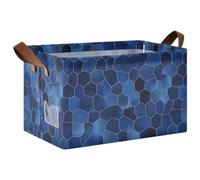 KLL Cestini portaoggetti con motivo geometrico blu scuro, per scaffali, grandi, organizer per armadio, con manici, grandi organizer decorativi per organizzare vestiti, jeans, giocattoli, libri