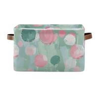 KLL Cestini portaoggetti con texture verde menta e rosa pastello e cestini impermeabili per dispensa con manico robusto cubbies all'aperto set di 2 per negozio bambino