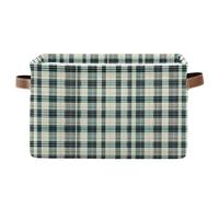 KLL Cestini portaoggetti vintage a quadri grigio e verde scuro, organizer impermeabili e cesto portaoggetti con manici robusti, 20 qt 20 qt 2 confezioni per libri da cucina
