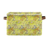 KLL Cestini portaoggetti vintage per gattini e gatti, pieghevoli e impermeabili in tessuto resistente, cubi con manico robusto, accessori per roba, set di 2 per mensole e fogli