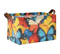 KLL Cestino portaoggetti colorato in stile cartone animato con farfalle con manici in tessuto cubi organizer per dispensa mensole cassetti scrivania armadio aula ufficio 2