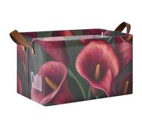 KLL Cesto portaoggetti vintage bordeaux con calle e pittura a olio, decorativo, grande organizer per armadio, con manici, grande organizer decorativo per scaffali, armadio, giocattoli, libri