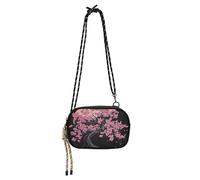 KLL Cherry Tree Red Black Art Piccola borsa a tracolla da uomo comfort con tracolla regolabile borsa nera Walk the dog