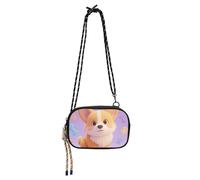 KLL Chibi Animal Dog Small Crossbody Bag per uomo Pratica con tracolla regolabile Nylon Piccola borsa a tracolla per telefono Walk the dog