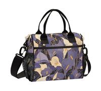 KLL Chic bianco e viola Calla Lily Vintage a prova di perdite Insegnante Borsa per il pranzo con tracolla isolata Borsa per il pranzo per gli uomini per l'asilo Bolsa para almuerzo Mujer