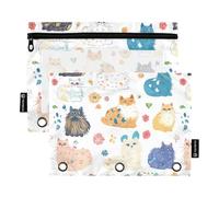 KLL Chic Northern Birds - Astuccio portapenne per anelli, raccoglitore a 3 fori, colore blu navy, per bambini, carino himalayancat, bianco, 1 sizex2