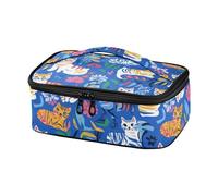 KLL Chic Shorthair Cats Royal Blue Progettato Lunch Bag per gli uomini a prova di perdite Scatola di pranzo degli uomini con maniglia lonchera para comida Mujer